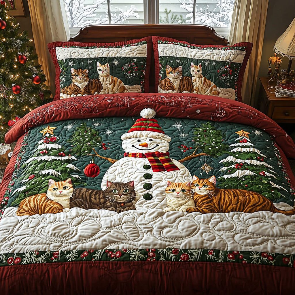 Frostlight quilted 3-piece bedding set on a made bed in a winter-styled bedroom