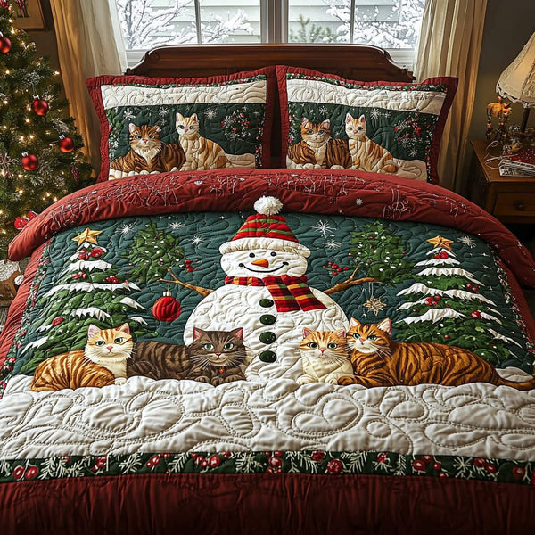 Frostlight quilted 3-piece bedding set on a made bed in a winter-styled bedroom