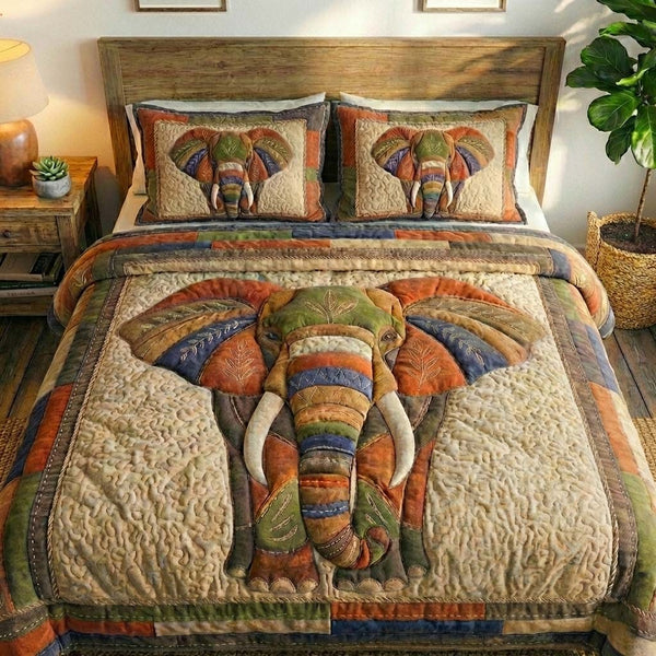 Gentle Jumbo quilted 3-piece bedding set on a made bed with two matching pillow shams