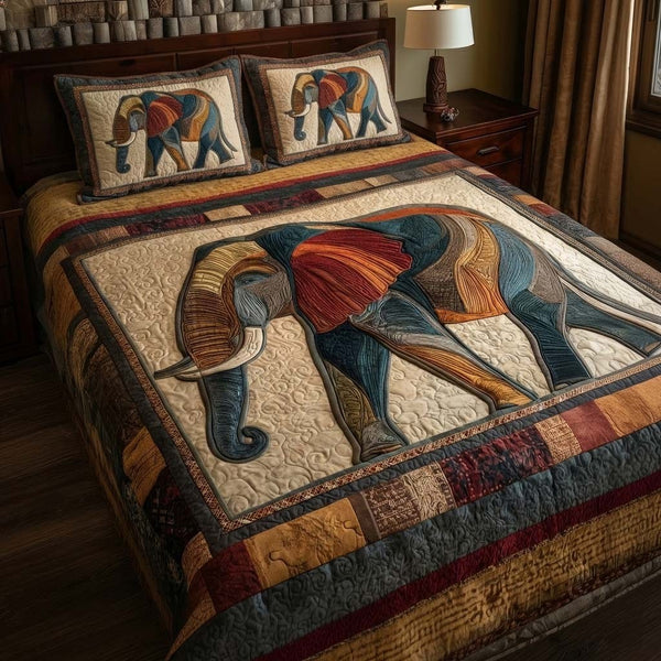 Gentle Jumbo quilted 3-piece bedding set on a made bed with two matching pillow shams
