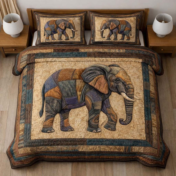 Gentle Jumbo quilted 3-piece bedding set on a made bed with two matching pillow shams