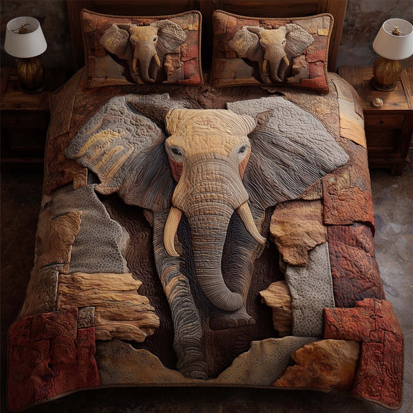 Gentle Jumbo quilted 3-piece bedding set on a made bed with two matching pillow shams