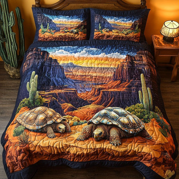Gentle Shell quilted 3-piece bedding set on a made bed in a light coastal bedroom