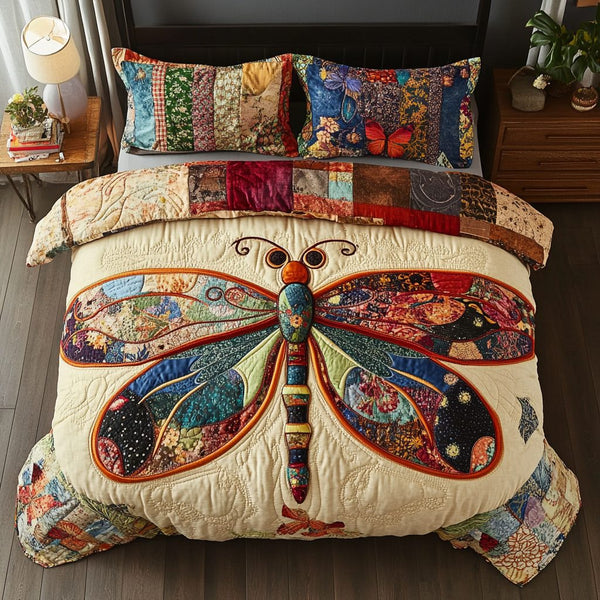 Gentle Soar quilted 3-piece bedding set on a made bed with two matching pillow shams