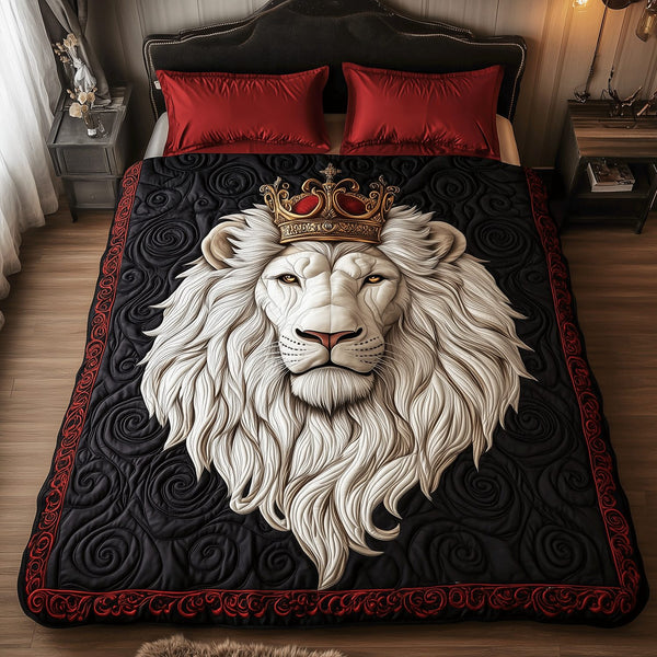 Golden Horizon quilted 3-piece bedding set on a made bed with two matching pillow shams