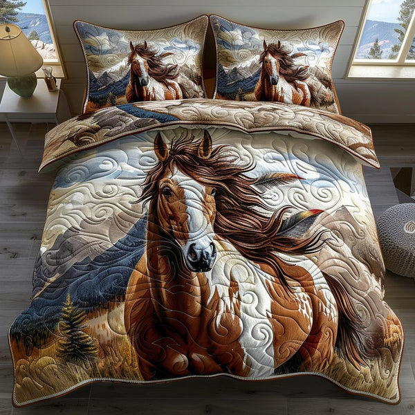 Graceful Power quilted 3-piece bedding set on a made bed with two matching pillow shams