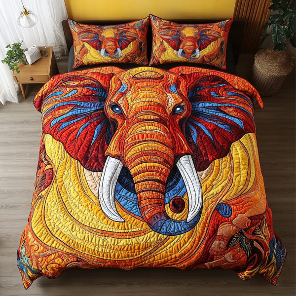 Graceful Roam quilted 3-piece bedding set on a made bed with two matching pillow shams