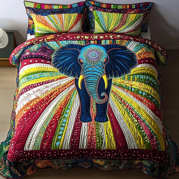 Grey Guardian quilted 3-piece bedding set on a made bed with two matching pillow shams