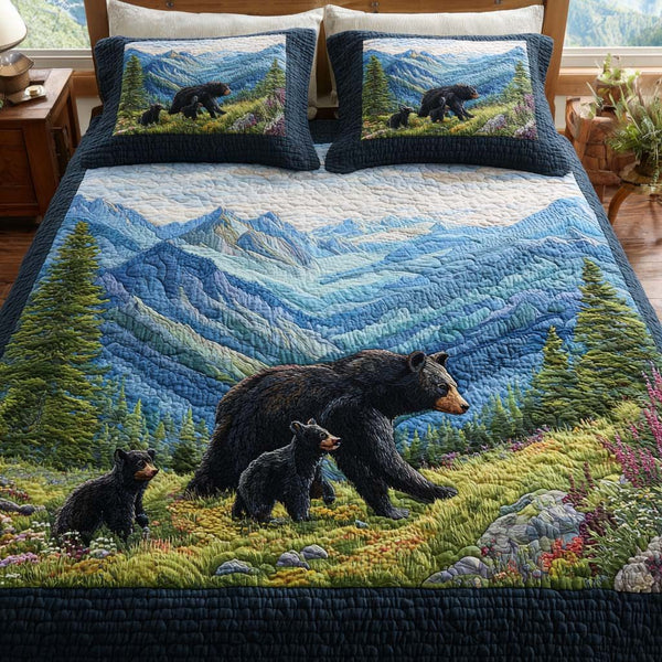 Guardian Paws quilted 3-piece bedding set on a made bed with two matching pillow shams