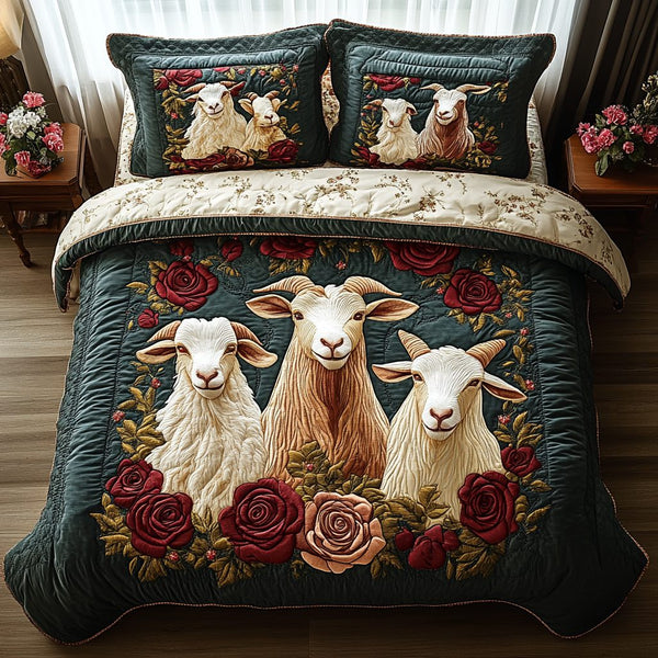 Gypsy Hooves quilted 3-piece bedding set on a made bed with two matching pillow shams