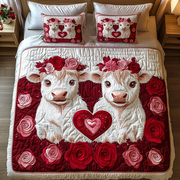 Harmony Herd quilted 3-piece bedding set on a made bed with two matching pillow shams