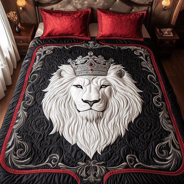 Hearth and Harvest quilted 3-piece bedding set on a made bed with two matching pillow shams