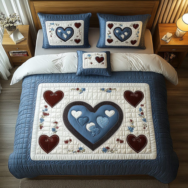 Hearthside Harmony quilted 3-piece bedding set on a made bed with two matching pillow shams