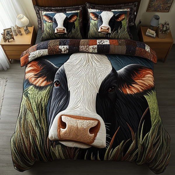 Herd Haven quilted 3-piece bedding set on a made bed with two matching pillow shams