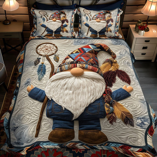 Heritage Keeper quilted 3-piece bedding set on a made bed in a farmhouse bedroom