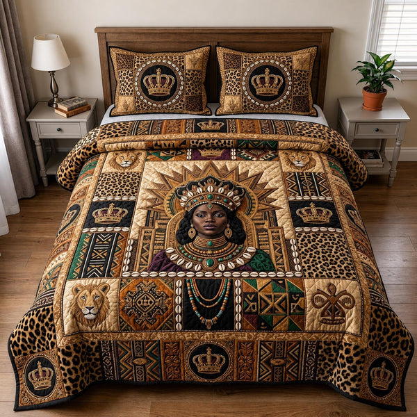 Heritage Soul quilted 3-piece bedding set on a made bed in a farmhouse bedroom