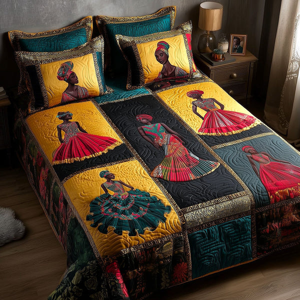 Heritage Soul quilted 3-piece bedding set on a made bed in a farmhouse bedroom