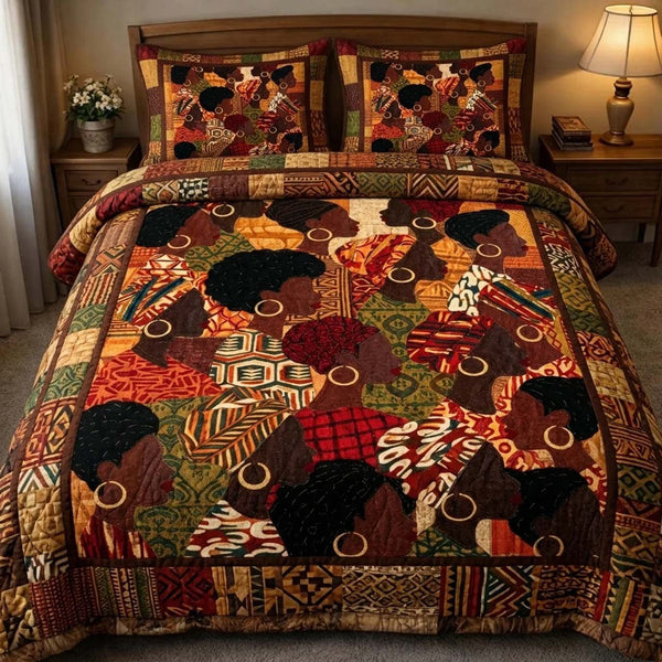 Heritage Soul quilted 3-piece bedding set on a made bed in a farmhouse bedroom