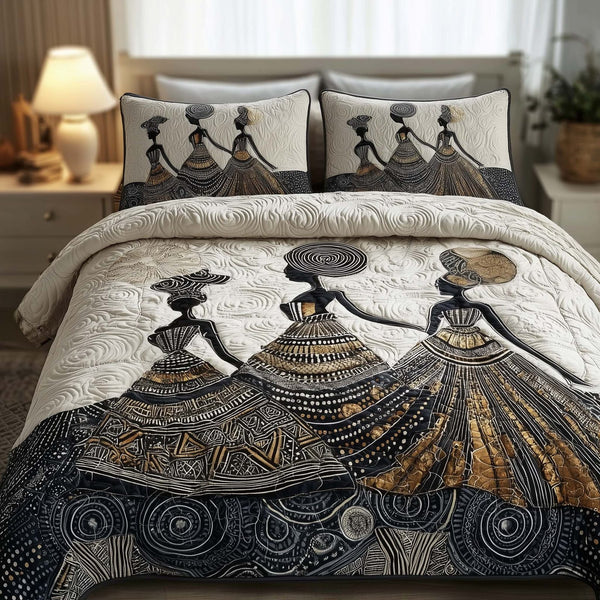 Heritage Soul quilted 3-piece bedding set on a made bed in a farmhouse bedroom