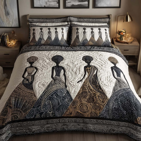 Heritage Soul quilted 3-piece bedding set on a made bed in a farmhouse bedroom