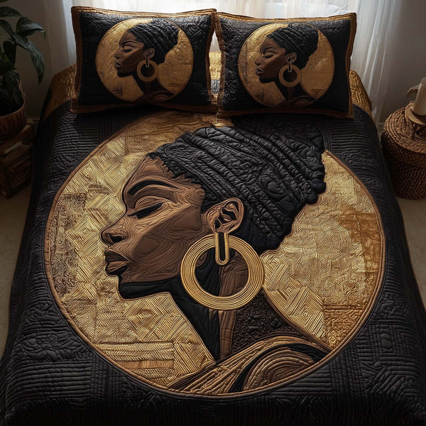 Heritage Soul quilted 3-piece bedding set on a made bed in a farmhouse bedroom