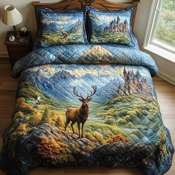 Hidden Fjord quilted 3-piece bedding set on a made bed with two matching pillow shams