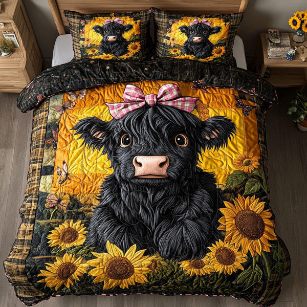 Highland Spirit quilted 3-piece bedding set on a made bed with two matching pillow shams