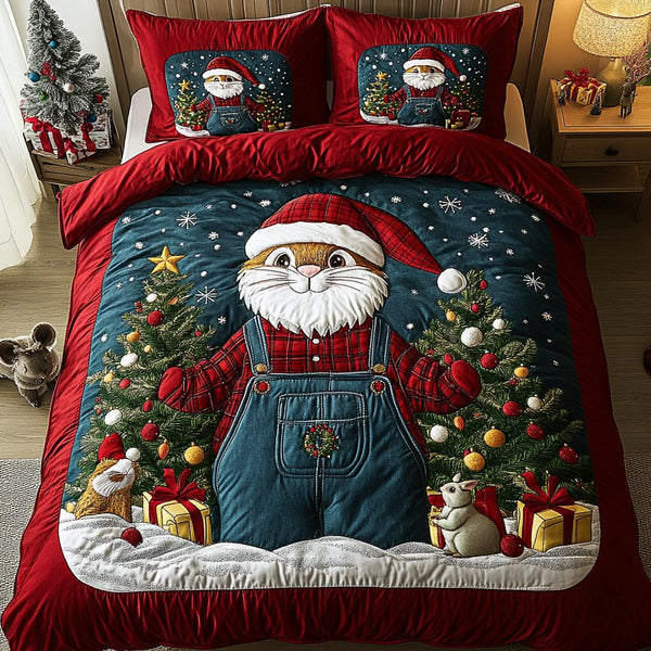 Holly Hopper Joy quilted 3-piece bedding set on a made bed with two matching pillow shams