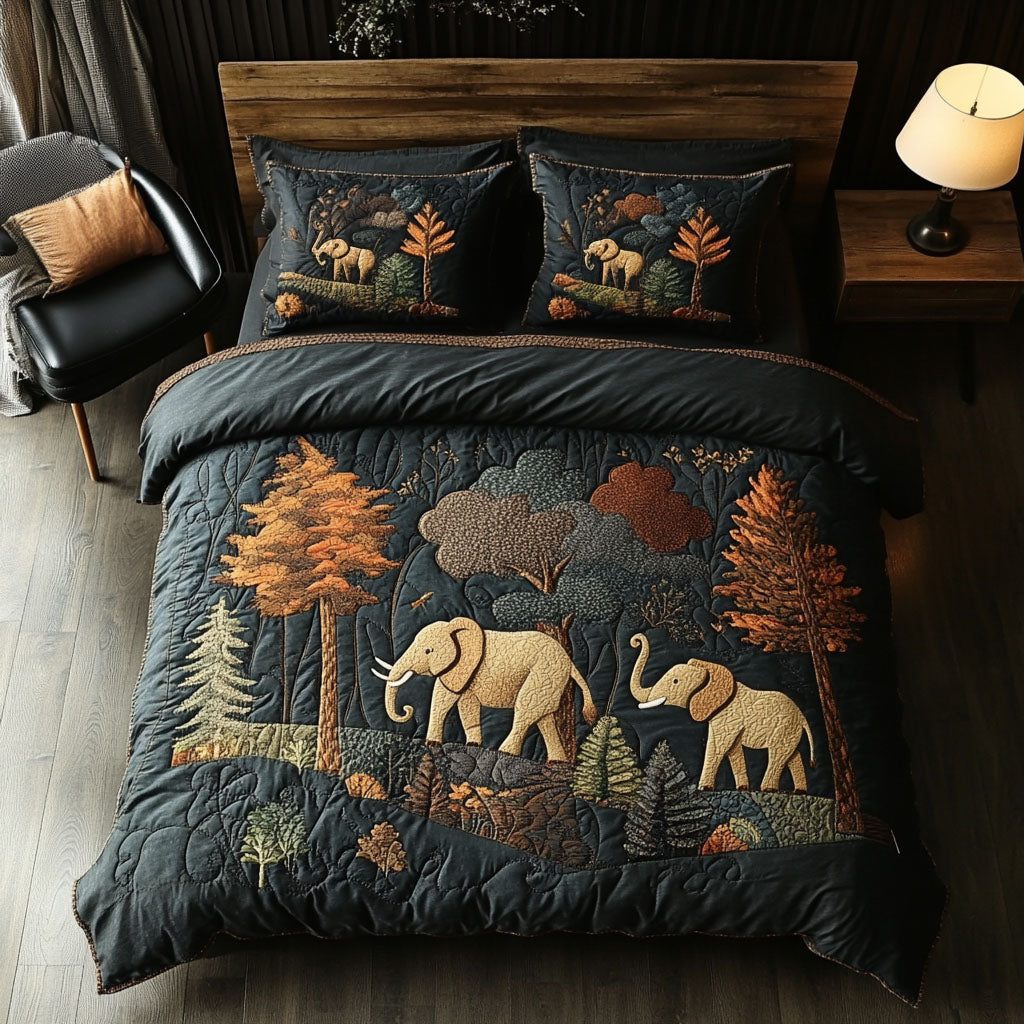 Imperial Walk quilted 3-piece bedding set on a made bed with two matching pillow shams