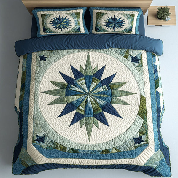 Irish Spiral quilted 3-piece bedding set on a made bed with two matching pillow shams