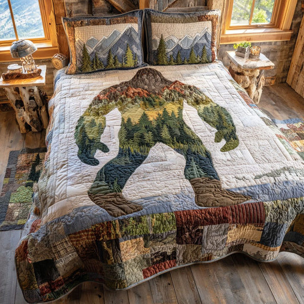 Legend Walker quilted 3-piece bedding set on a made bed with two matching pillow shams
