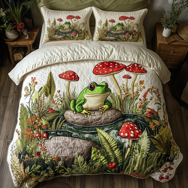 Lily Leap quilted 3-piece bedding set on a made bed with two matching pillow shams