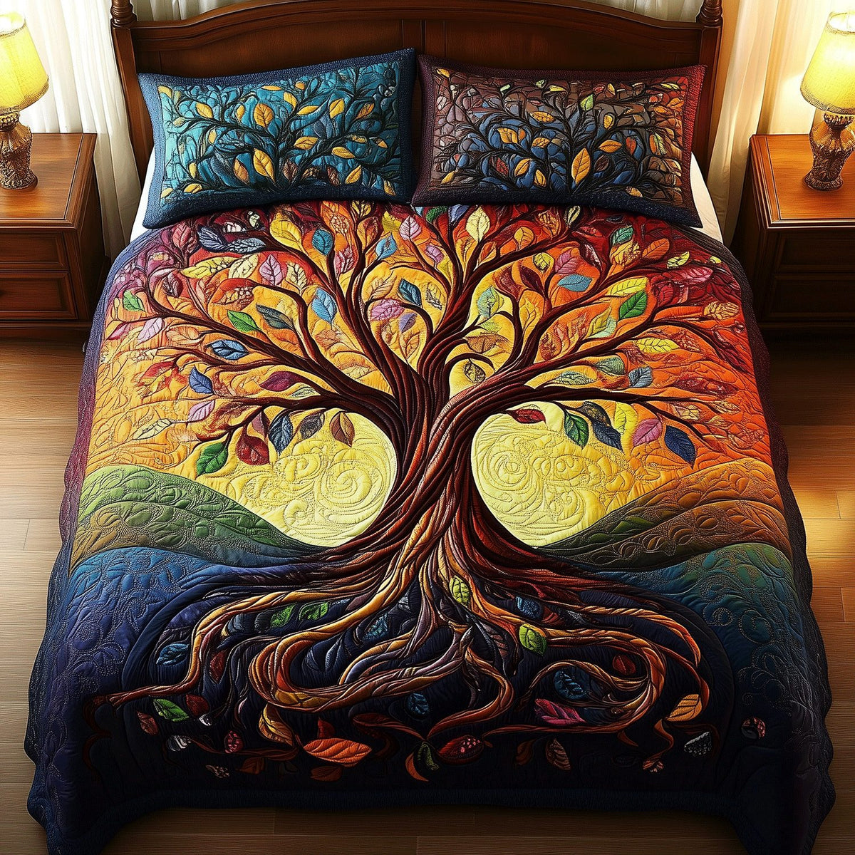 Living Essence Coverlet quilted 3-piece bedding set on a made bed with two matching pillow shams