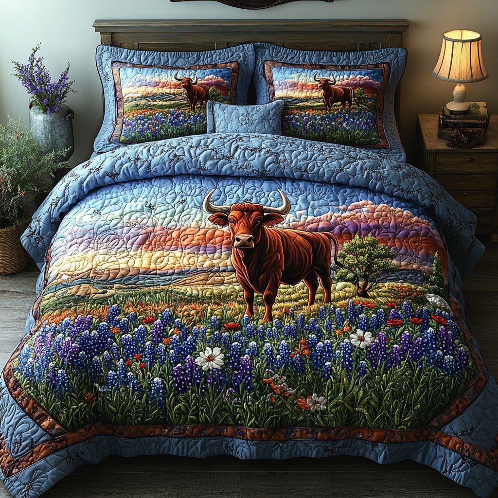 Lone Range quilted 3-piece bedding set on a made bed with two matching pillow shams