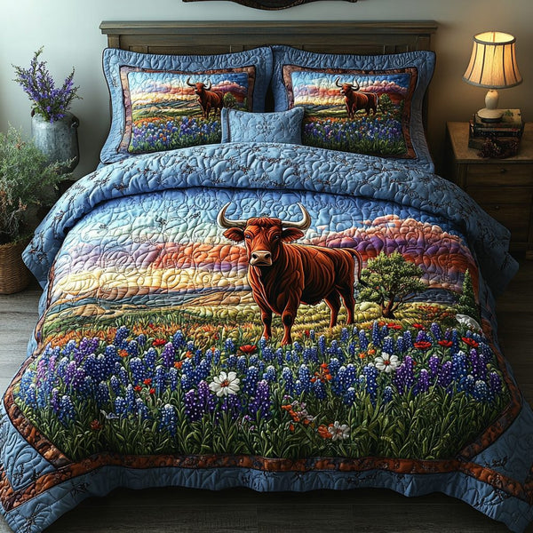 Lone Range quilted 3-piece bedding set on a made bed with two matching pillow shams