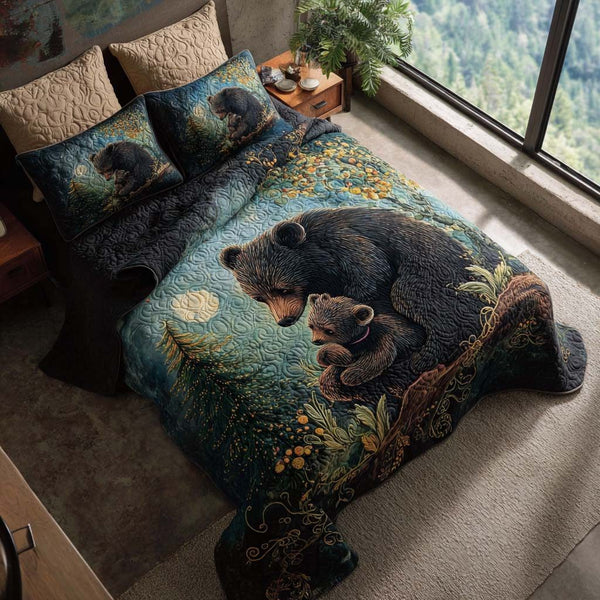 Lumber Love quilted 3-piece bedding set on a made bed with two matching pillow shams