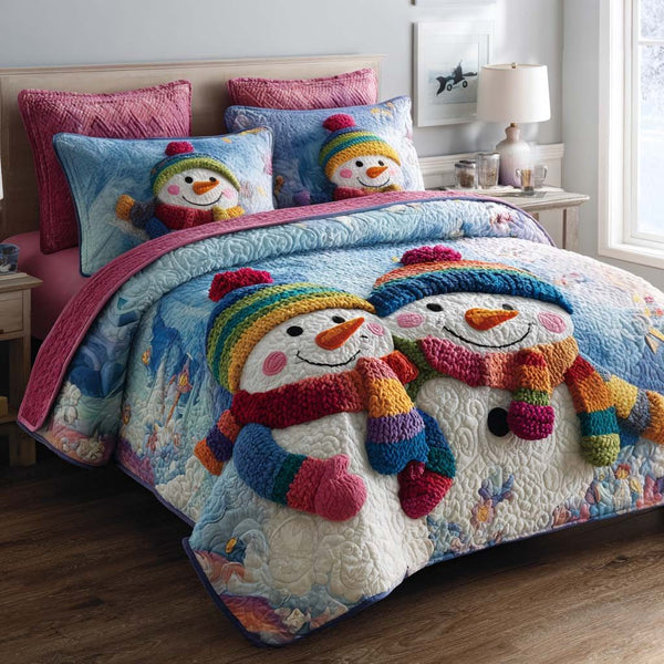 Magic All Around quilted 3-piece bedding set on a made bed with two matching pillow shams