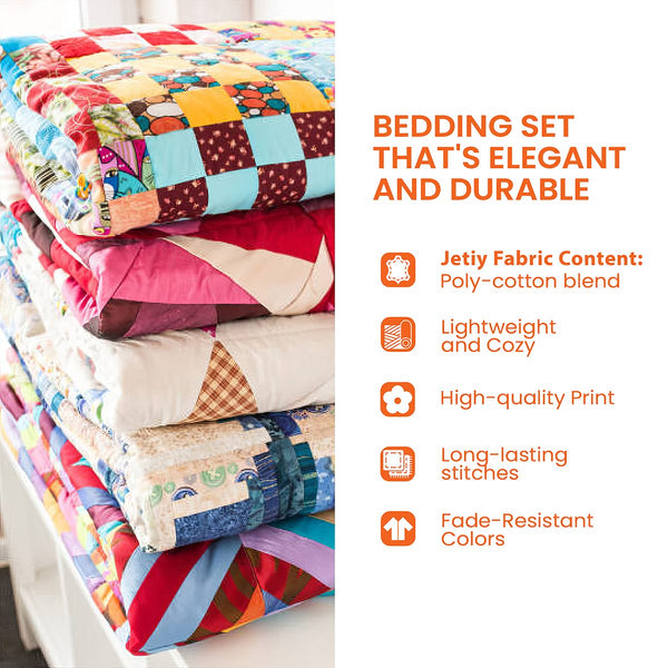 Majestic Bald Eagle quilted 3-piece bedding set on a made bed in a warmly lit bedroom