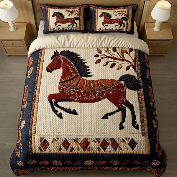 Majestic Force quilted 3-piece bedding set on a made bed with two matching pillow shams