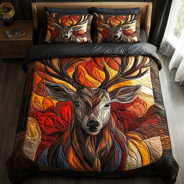 Majestic Herd quilted 3-piece bedding set on a made bed with two matching pillow shams