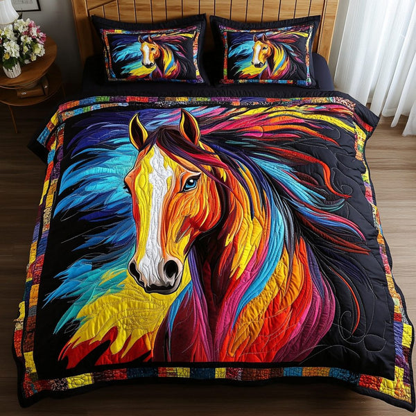 Majestic Hoof quilted 3-piece bedding set on a made bed with two matching pillow shams