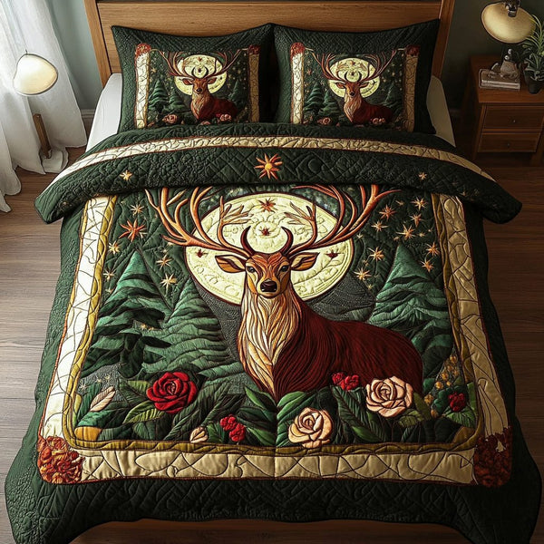 Majestic Hooves quilted 3-piece bedding set on a made bed with two matching pillow shams