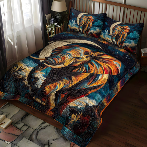 Majestic Mane quilted 3-piece bedding set on a made bed with two matching pillow shams