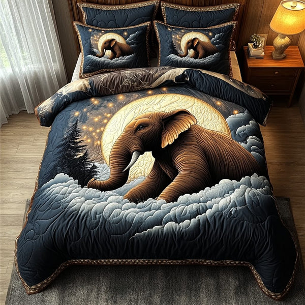 Majestic Safari quilted 3-piece bedding set on a made bed with two matching pillow shams