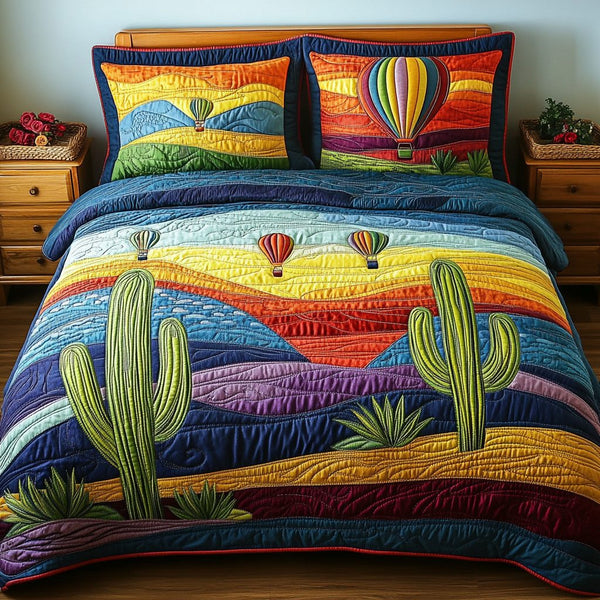 Majestic Soar quilted 3-piece bedding set on a made bed with two matching pillow shams