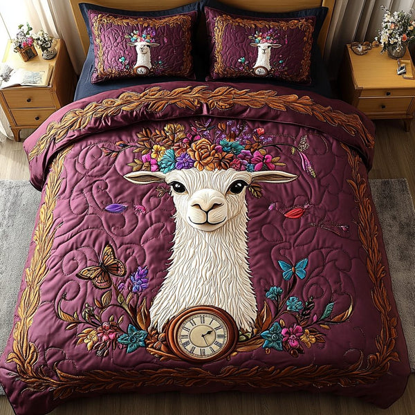 Majestic Trails quilted 3-piece bedding set on a made bed with two matching pillow shams