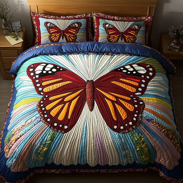 Monarch Harmony quilted 3-piece bedding set on a made bed with two matching pillow shams