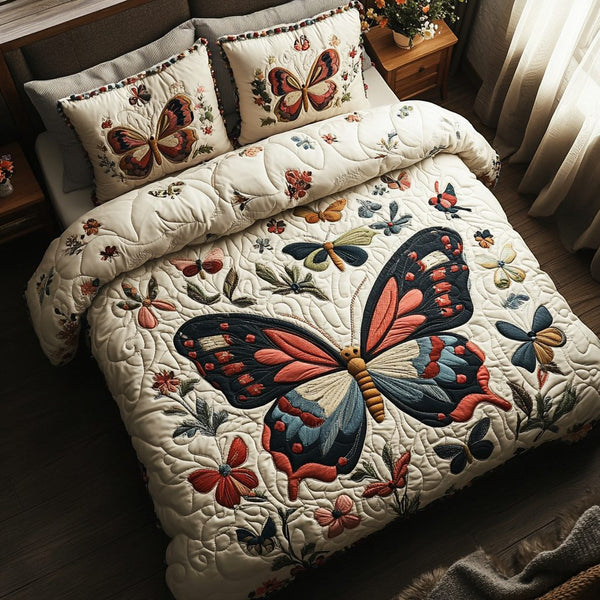Monarch Magic quilted 3-piece bedding set on a made bed with two matching pillow shams