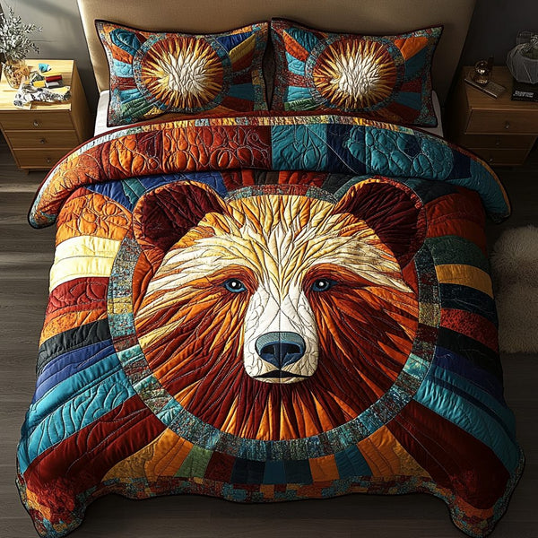 Mountain King quilted 3-piece bedding set on a made bed with two matching pillow shams