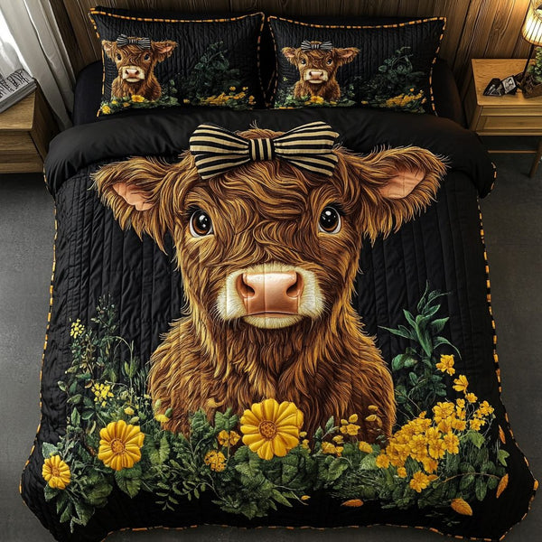 Mountain Soul quilted 3-piece bedding set on a made bed with two matching pillow shams